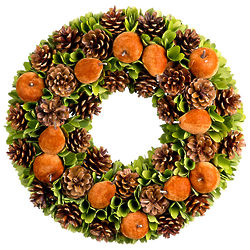 18" Fall Decor Apple and Pinecone Wreath