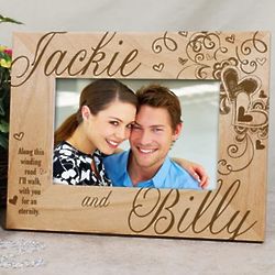 Personalized Engraved Couples Hearts Wood Picture Frame