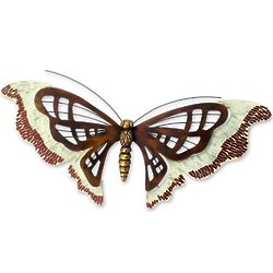 Aztec Butterfly Mosaic Glass and Iron Wall Sculpture