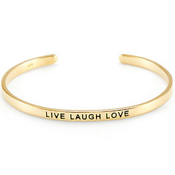 Live Laugh Love Gold Plated Message Cuff Bracelet