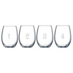 Stemless Numbered Wine Glasses