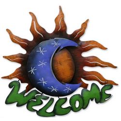 Iron Sun Moon Embrace Welcome Sign
