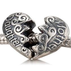 European-Style Heart Mother and Daughter Bead in Sterling Silver