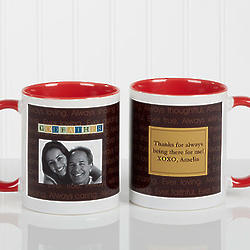 Just For Him Custom Photo Coffee Mug with Red Handle