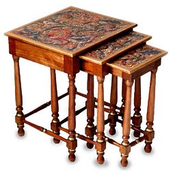 Andean Garden Mahogany and Leather Accent Tables