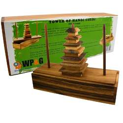 Tower of Hanoi Chedi - Wooden Brain Teaser Puzzle