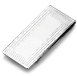 Sterling Silver Border Engraved French Fold Money Clip
