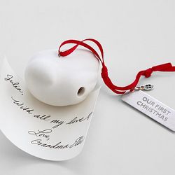 Ceramic Dove Note Ornament with Engravable Tag