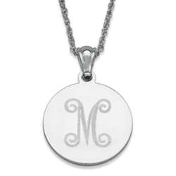 Silver Plated Engraved Initial Circle Necklace