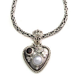 So in Love Pearl and Garnet Heart Necklace