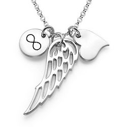 Angel Wing, Infinity Sign, and Heart Necklace
