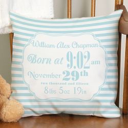 Personalized Birth Announcement Throw Pillow