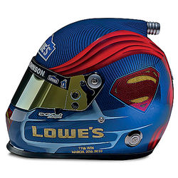 Jimmie Johnson Superman No 48 NASCAR Racing Helmet Sculpture