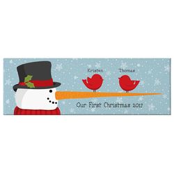 Personalized Cheery Snowman Bird Family Canvas Art Print
