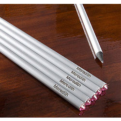 Personalized Pencil Set With Swarovski Stones - Pink
