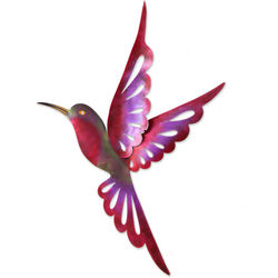 Rosy Hummingbird Iron Wall Sculpture