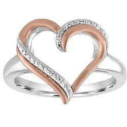 Diamond Heart Ring in Sterling Silver & 10K Rose Gold