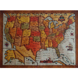 United States Color Leather Map