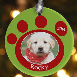 Pawprint On Our Hearts Personalized Pet Ornament