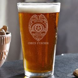 Police Badge Personalized Pint Glass