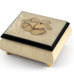 Handcrafted Ivory Wedding Bells Italian Musical Jewelry Box