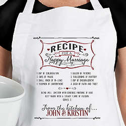 Personalized Recipe For A Happy Marriage Wedding Apron