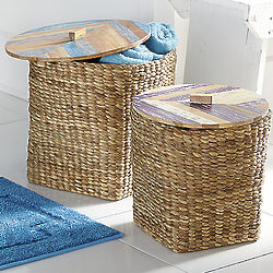 Pavati Woven Baskets with Wood Lids