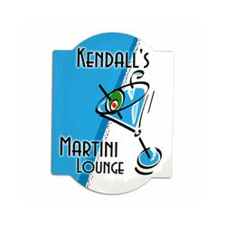 Personalized Blue Martini Bar Sign