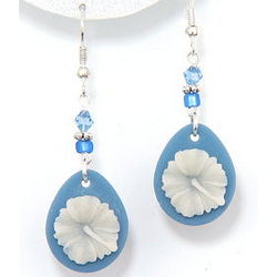 Hibiscus Drop Earrings in Fossil Coral