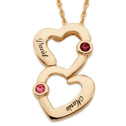 14K Gold Over Sterling Couples Figure Eight Heart Name Necklace