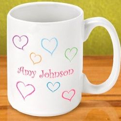 Personalized Happy Hearts Gleeful Coffee Mug