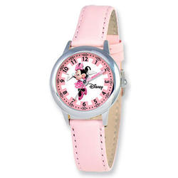 Girl's Minnie Mouse Watch with Pink Leather Band
