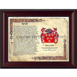Irish Coat of Arms, Family Crest, and History Framed Print