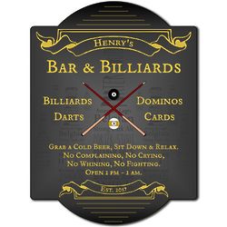 Bar and Billiards Personalized Game Room Wall Sign