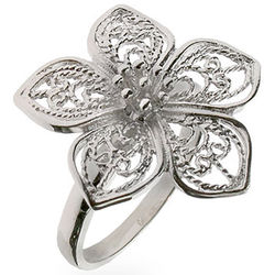 Vintage Style Sterling Silver Filigree Flower Ring
