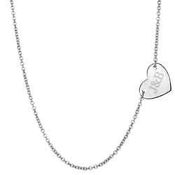 Engravable Sideways Heart Silver Necklace