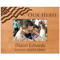 Our Hero Personalized Cherry Wood Picture Frame