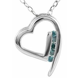 1/10 Carat Blue Diamond Heart Pendant in 10K White Gold