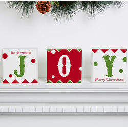 Joy Personalized Christmas Shelf Block Decorations