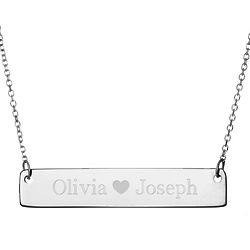 Couples Heart Sterling Silver Name Bar Necklace