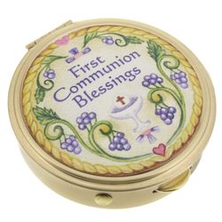 First Communion Colorful Blessings Round Memory Box