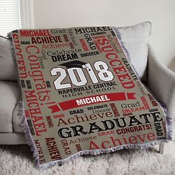 Personalized Graduation Word-Art Tapestry Throw Blanket