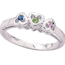 Personalized Sterling Silver Sisters Birthstone Ring