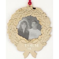 Engraved Golden Wreath Photo Ornament