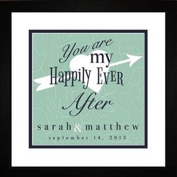 Happily Ever After Wedding Personalized 14x14 Framed Art Print