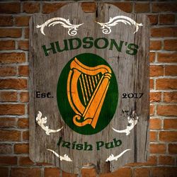 Celtic Harp Personalized Bar Sign