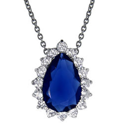 Royalty Inspired Pear Cut Sapphire CZ Pendant