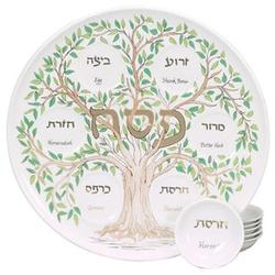 Porcelain Tree of Life Round Seder Plate with Matching Dishes