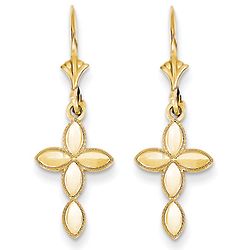 Marquise Cross Earrings in 14-Karat Yellow Gold