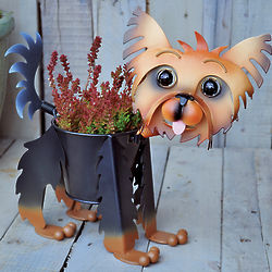 Painted Yorkie Puppy Planter
